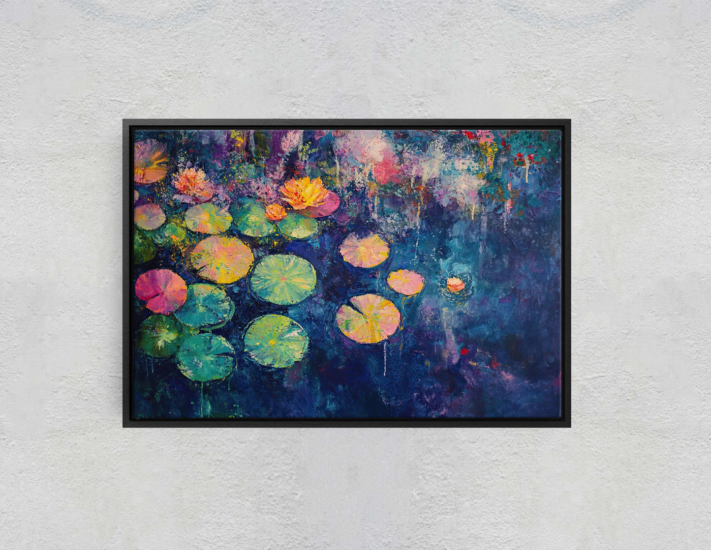 Water Lily Painting, Lily Pad Art, Contemporary Pond, Abstract Lily Pad