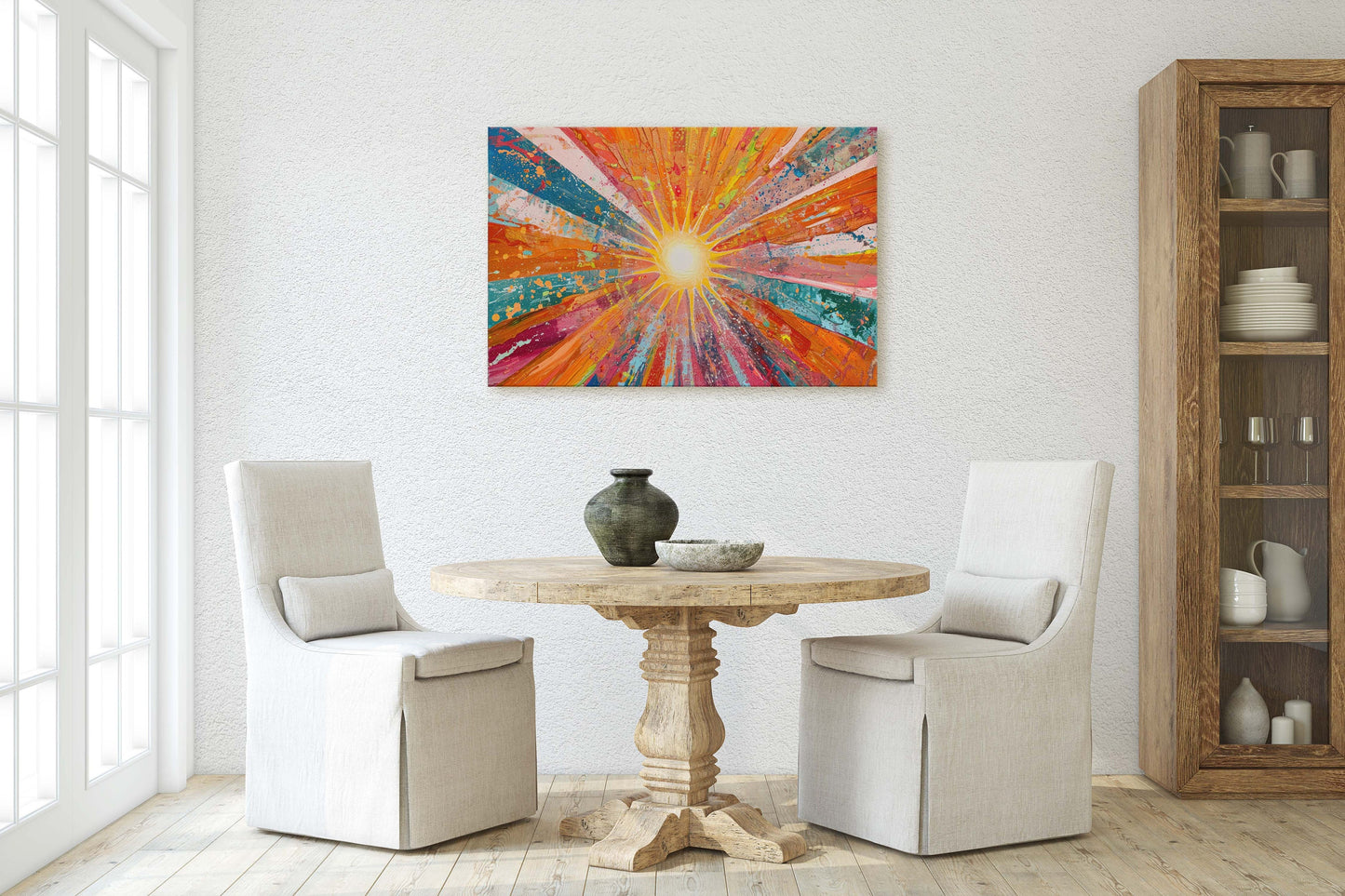 Starburst, Abstract Color, Color Theory, Sunburst, Modern Art, Contemporary, Framed Canvas, Statement Piece, Large Art Print, Rainbow Vivid