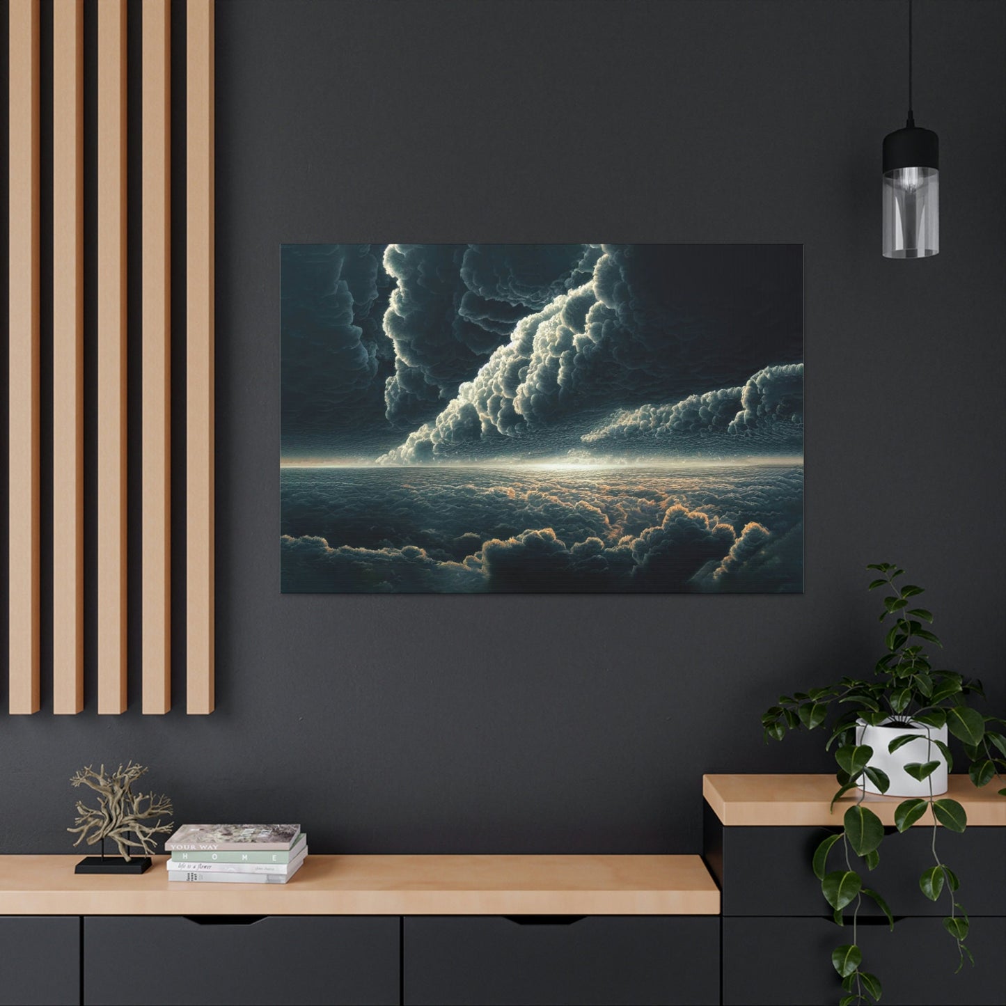 Ocean Storm, Sky is FallingCanvas Art Ready To Hang Large Print, Oil Painting, Landscape, Dark Gloomy, Dramatic