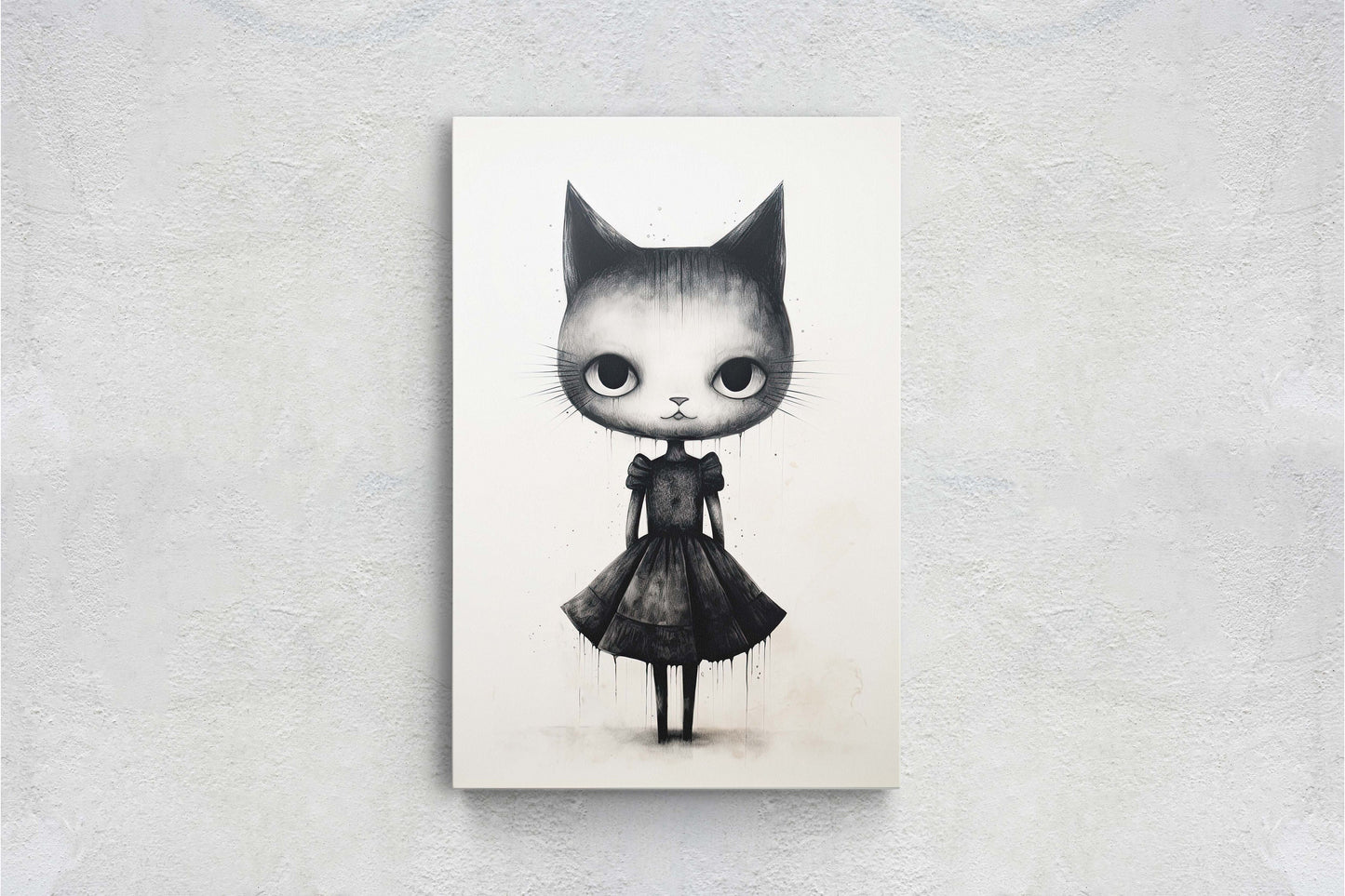 Black Cat Art, Black and White Cat, Cat Ink, Kitten Print, Graffiti, Street Art, Modern, Contemporary, Cute Kitten, Halloween