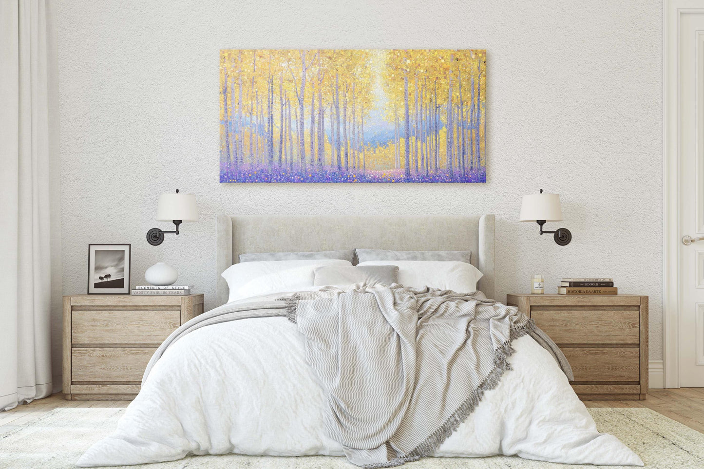 Pointillism Fall Canvas, Aspens In Fall, Autumn Forest