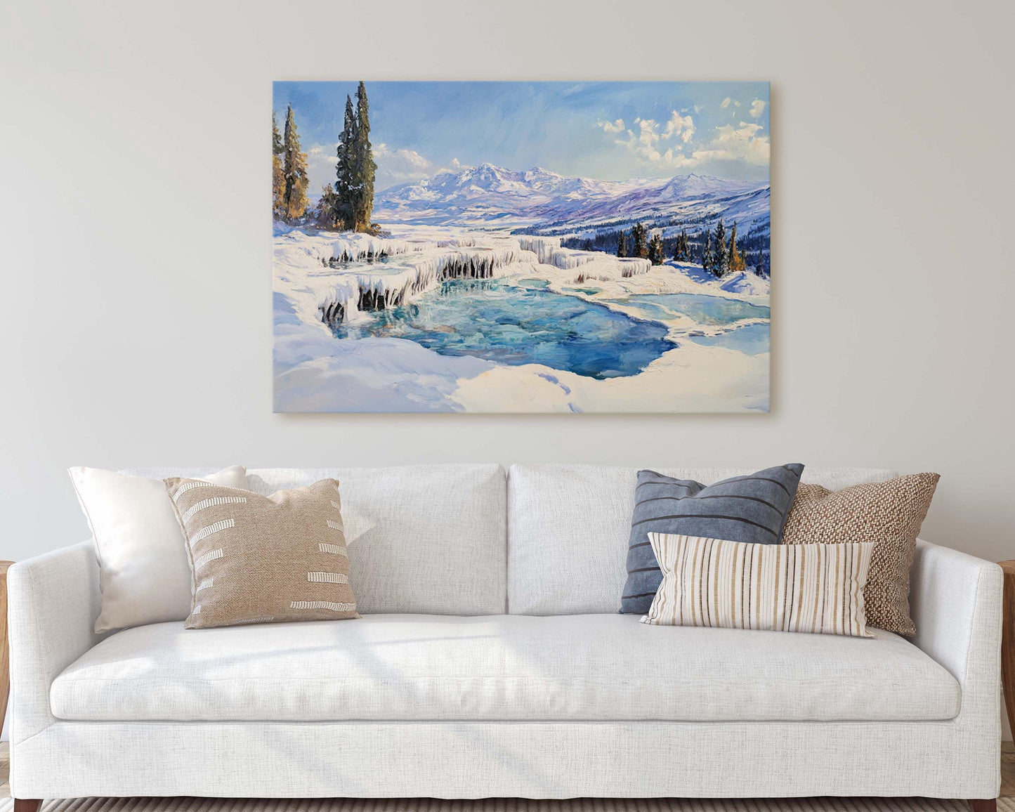 Snow Hot Springs, Winter painting, Scenic Art, Winter Mountain Print
