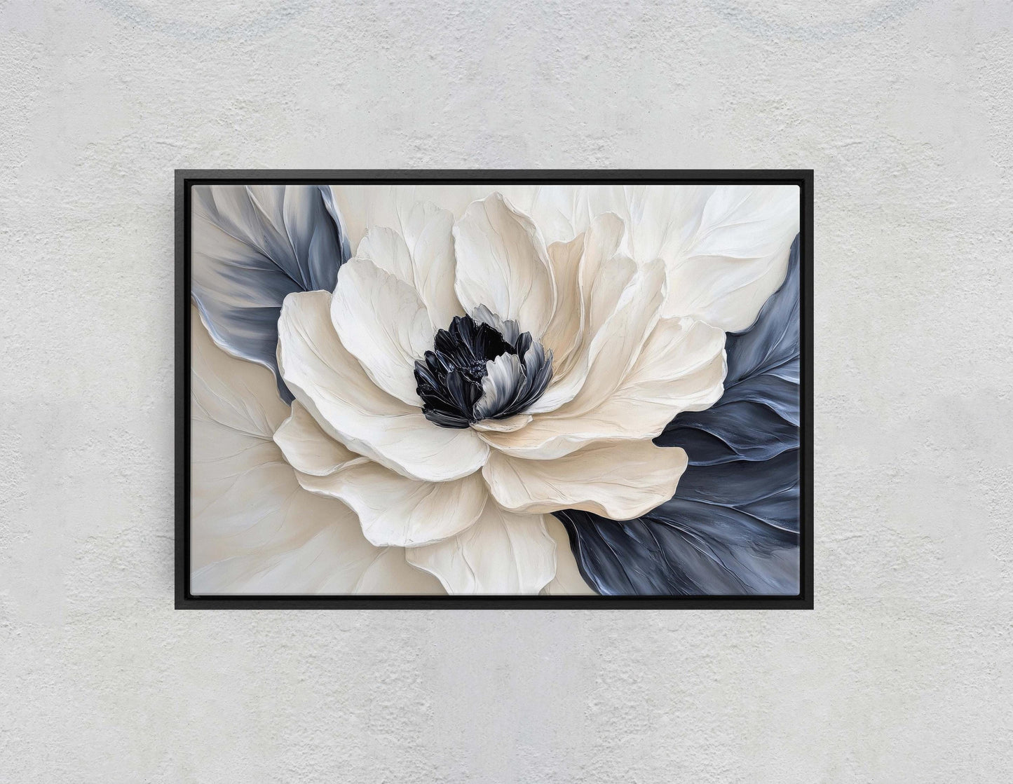Flower Painting, Black White Floral, Contemporary Art