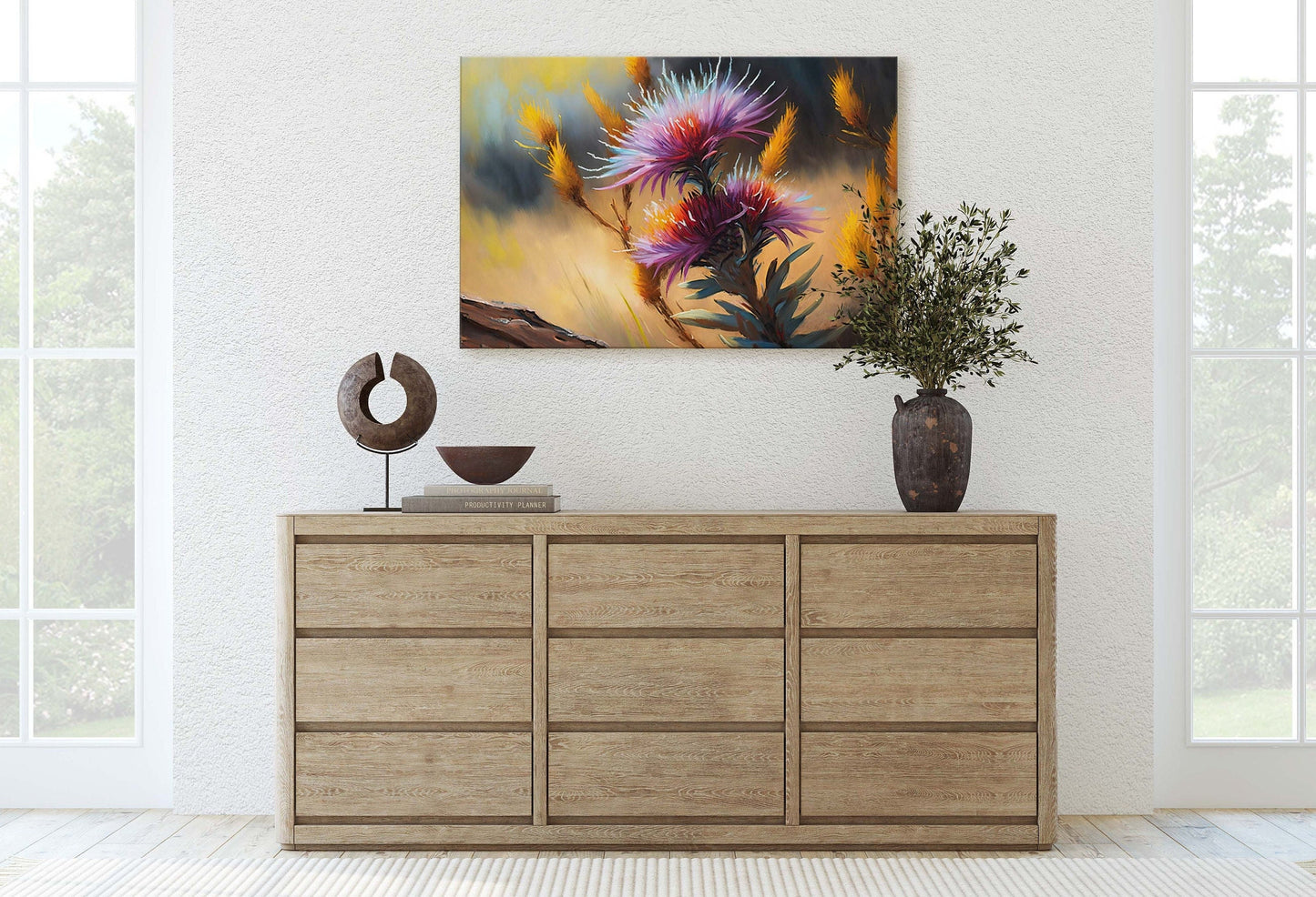 Savanna Blazing Star, Pink Wildflowers, Flowers Canvas Art, Ready To Hang, Large Print, Painting Landscape