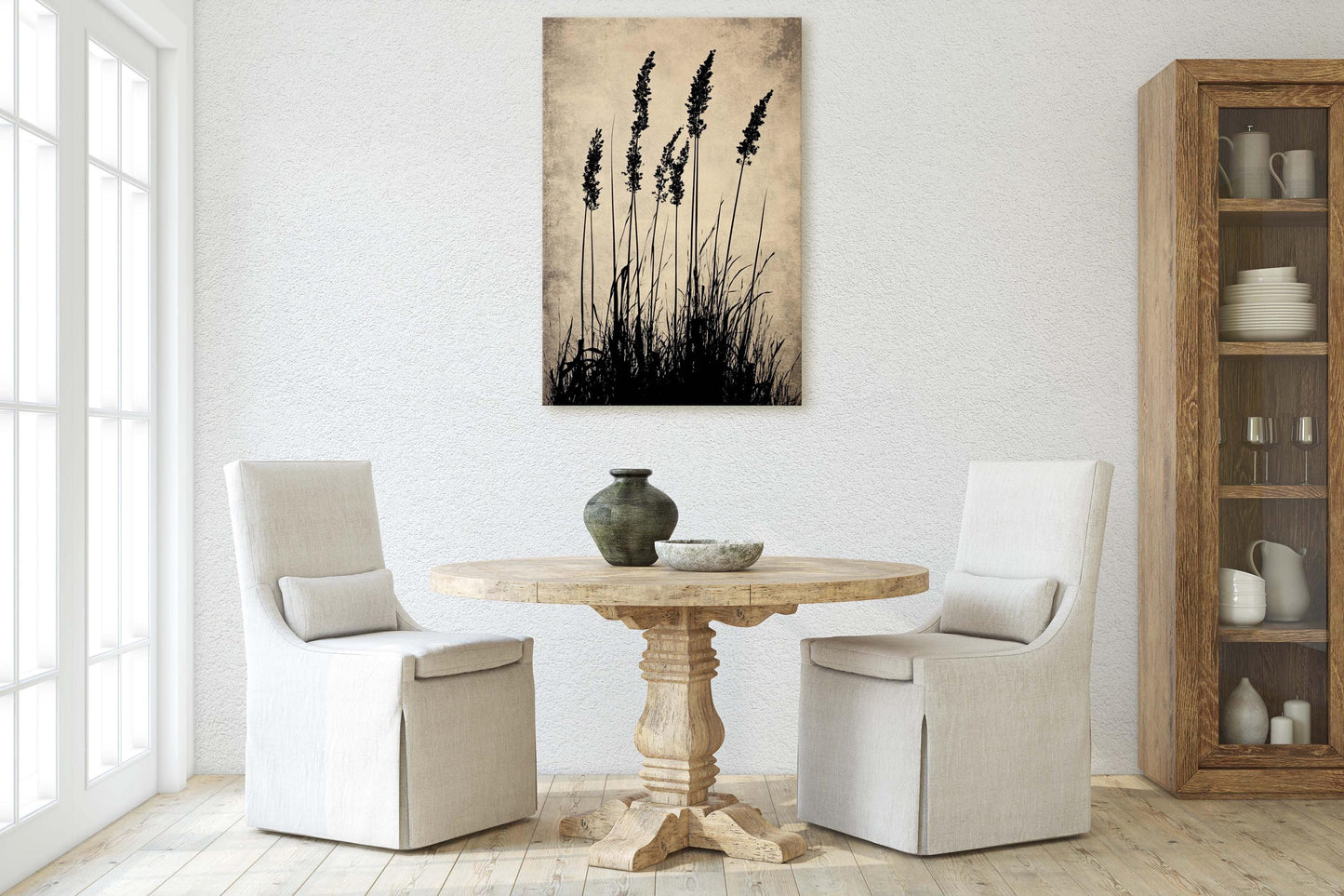 Wildgrass Painting, Silhouette Art, Black and White, Tall Grass