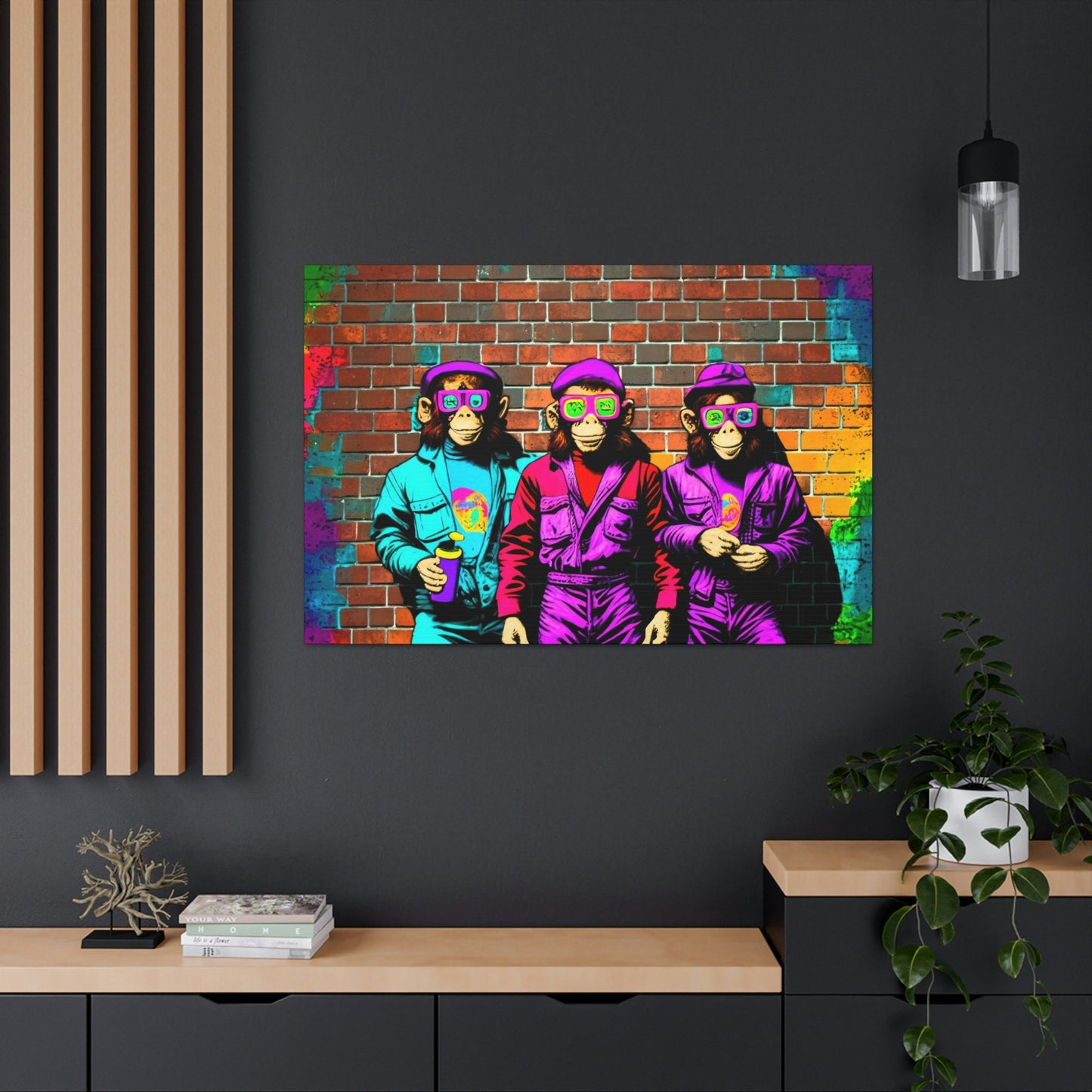 Street Monkey Canvas Art Ready To Hang Large Print, Man Cave, Video Game, Colorful, Pop art
