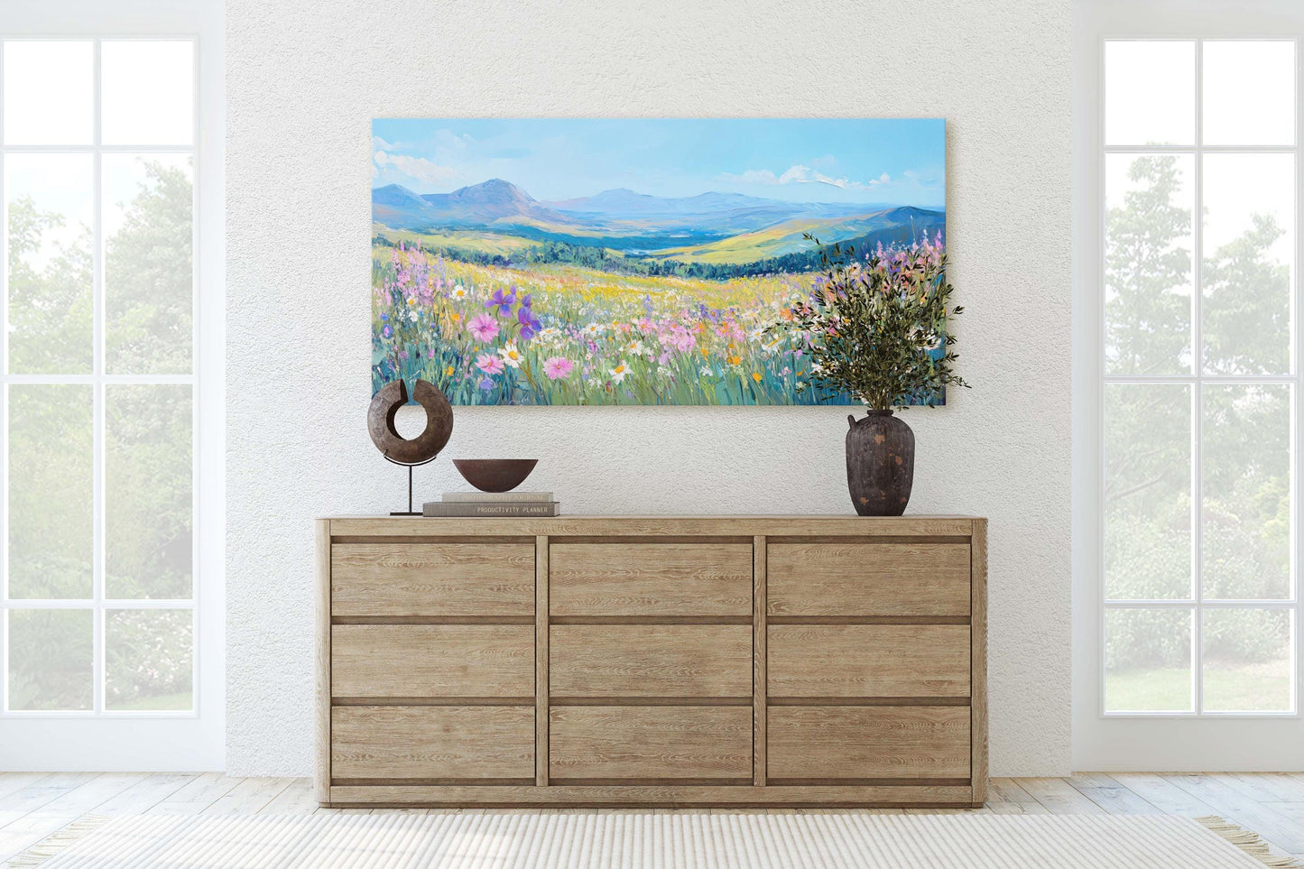Wildflower Mountain, Spring Flowers, Scenic Nature, Floral Print