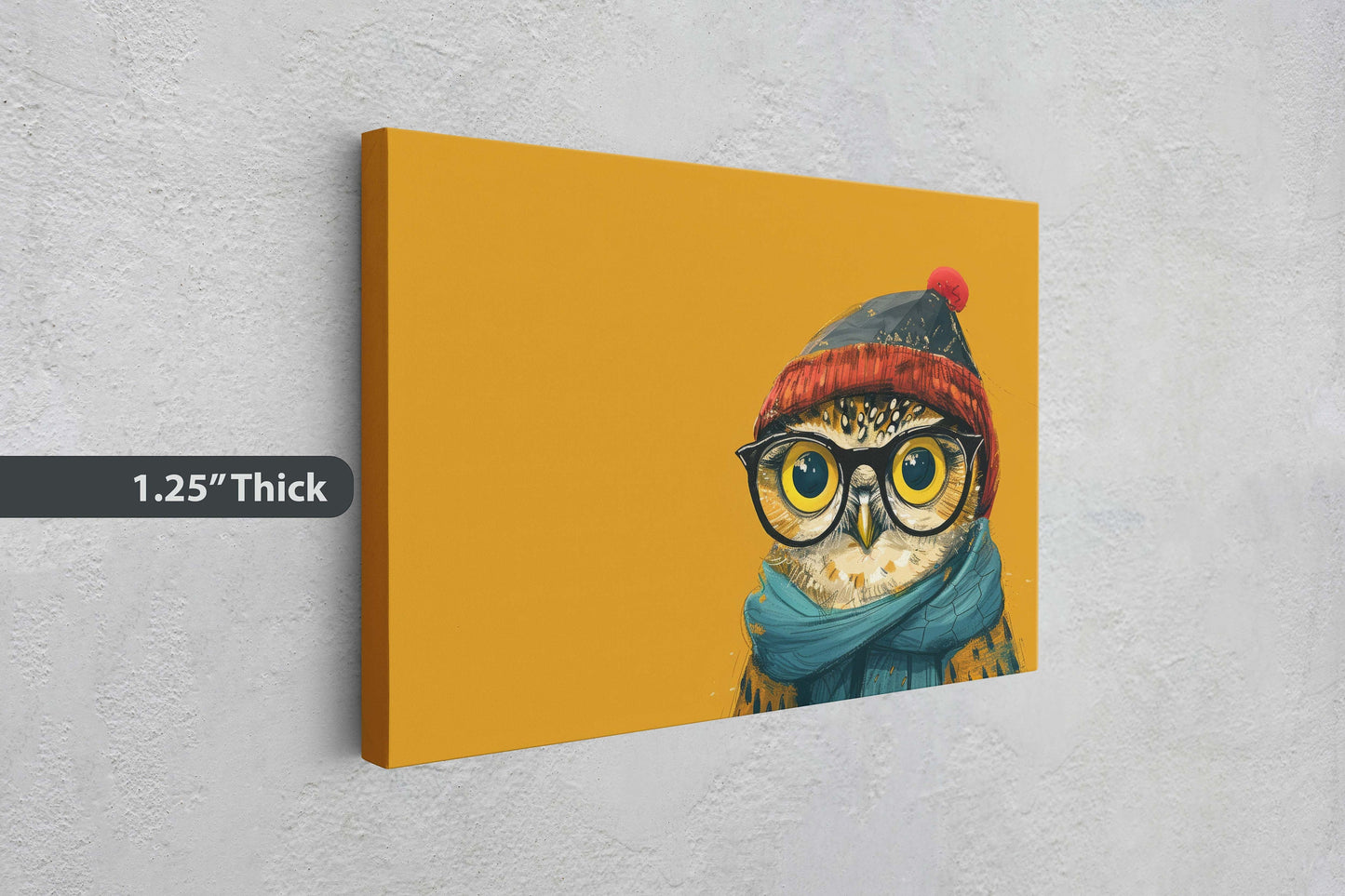Hipster Owl, Pop Art, Street Art, Graffiti Painting, Animal Sunglasses, Orange Blue, Fun Quirky, Large Art Print, Kids Room