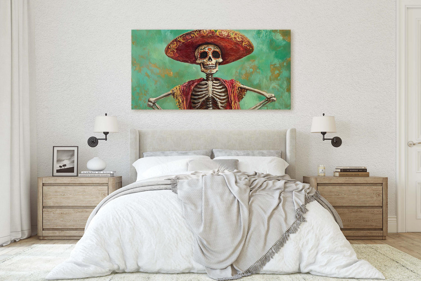 Day of Dead Skeleton, Emerald Green, dia de los muertos, Sombrero