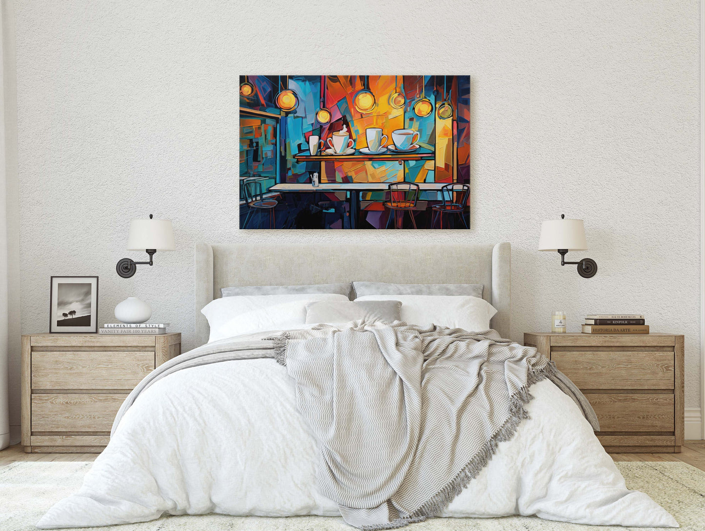 Coffee Shop Art, Coffee Art, Latte Painting, Pop Art, Modern Contemporary, Colorful Vivid, Abstract, Framed Canvas, Large Art print