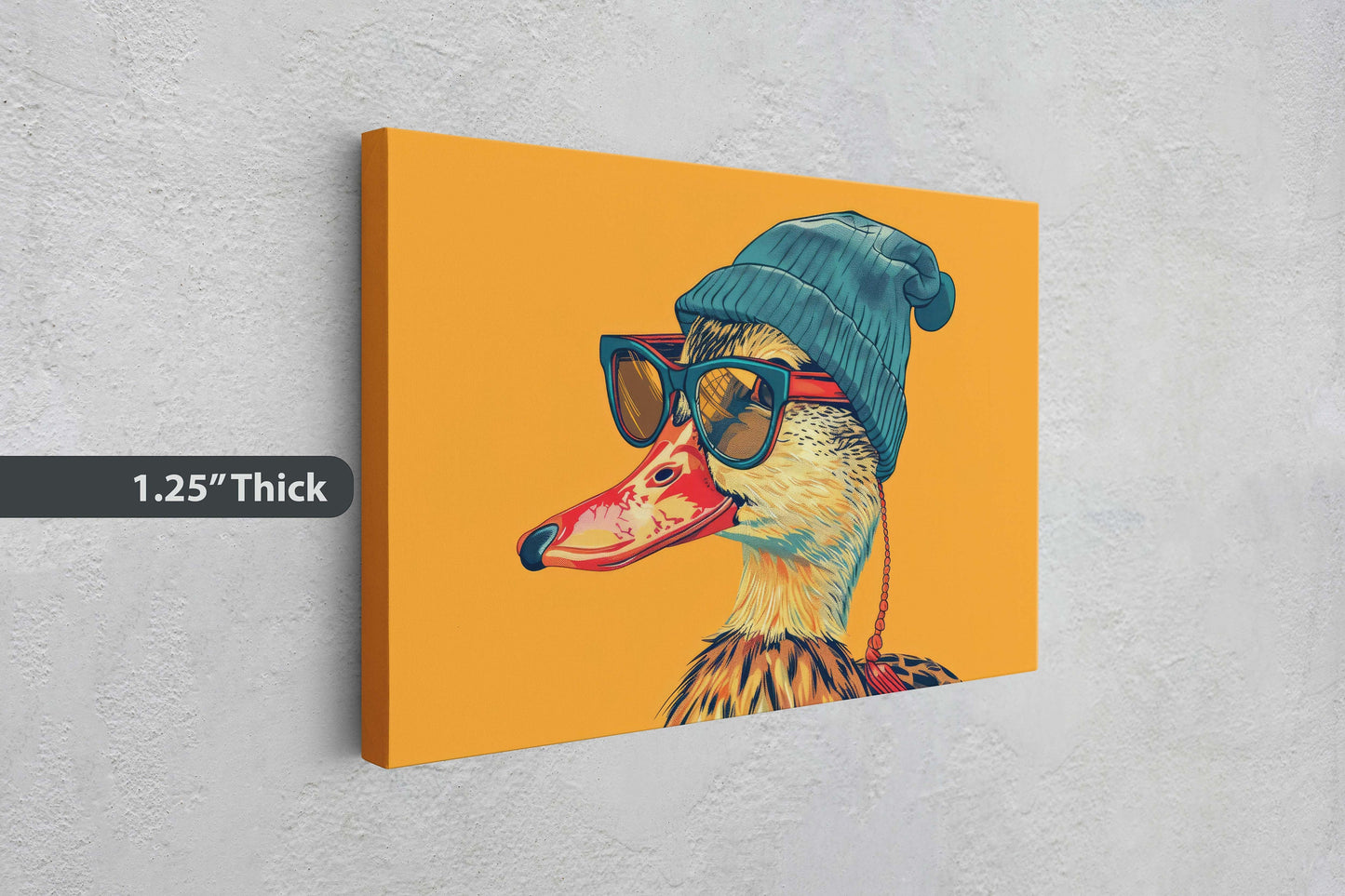 Hipster Duck, Pop Art, Street Art, Graffiti Painting, Animal Sunglasses, Orange Blue, Fun Quirky, Large Art Print, Kids Room, Boys Room