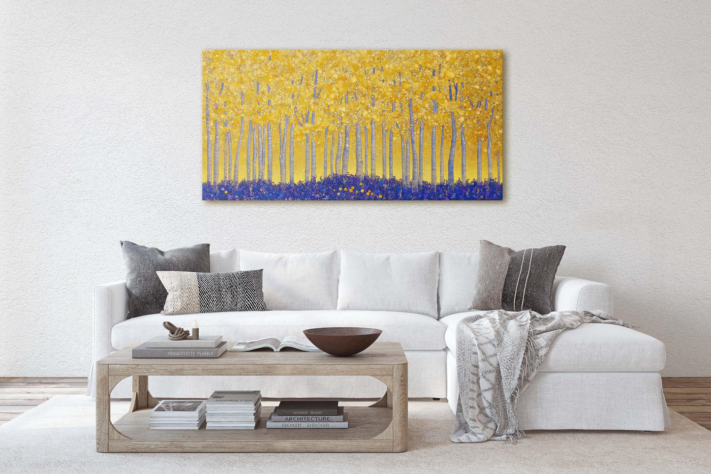 Fall Aspen on Canvas, Autumn Forest, Abstract Art, Contemporary Print