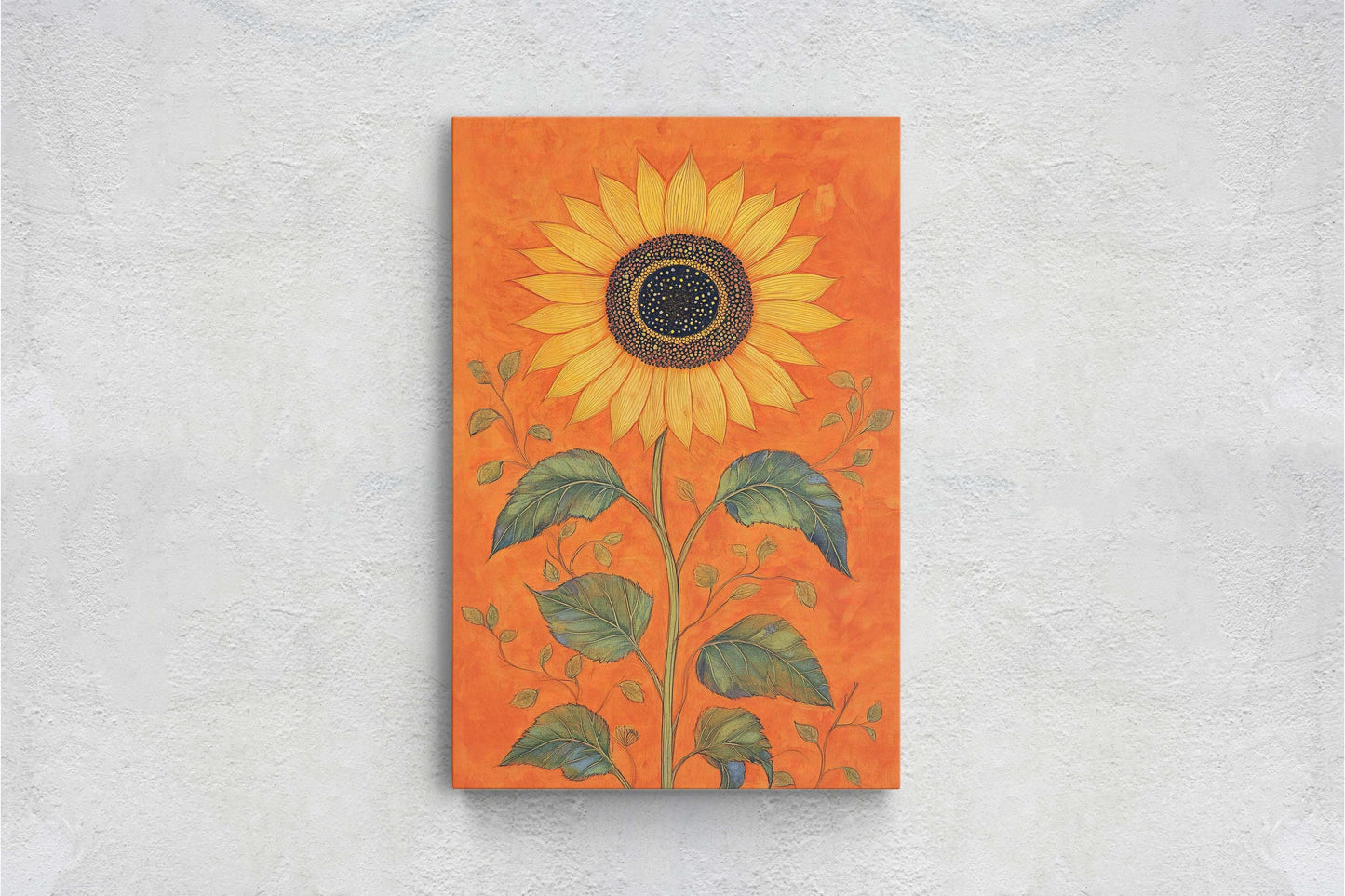 Orange Sunflower Painting, Contemporary Art, Living Room