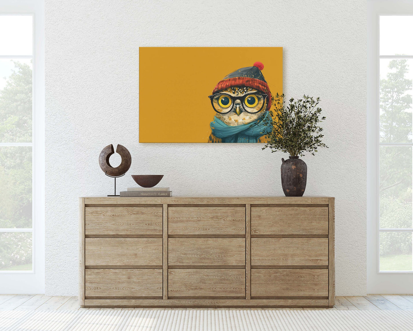 Hipster Owl, Pop Art, Street Art, Graffiti Painting, Animal Sunglasses, Orange Blue, Fun Quirky, Large Art Print, Kids Room