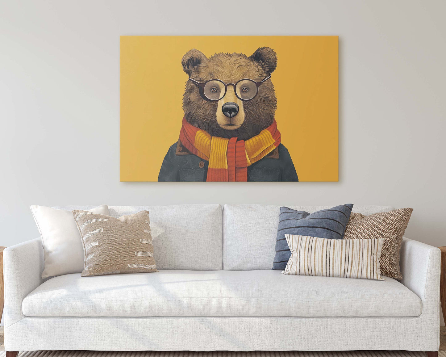 Hipster Bear, Pop Art, Street Art, Graffiti Painting, Animal Sunglasses, Orange Blue, Fun Quirky, Large Art Print, Kids Room, Boys Room