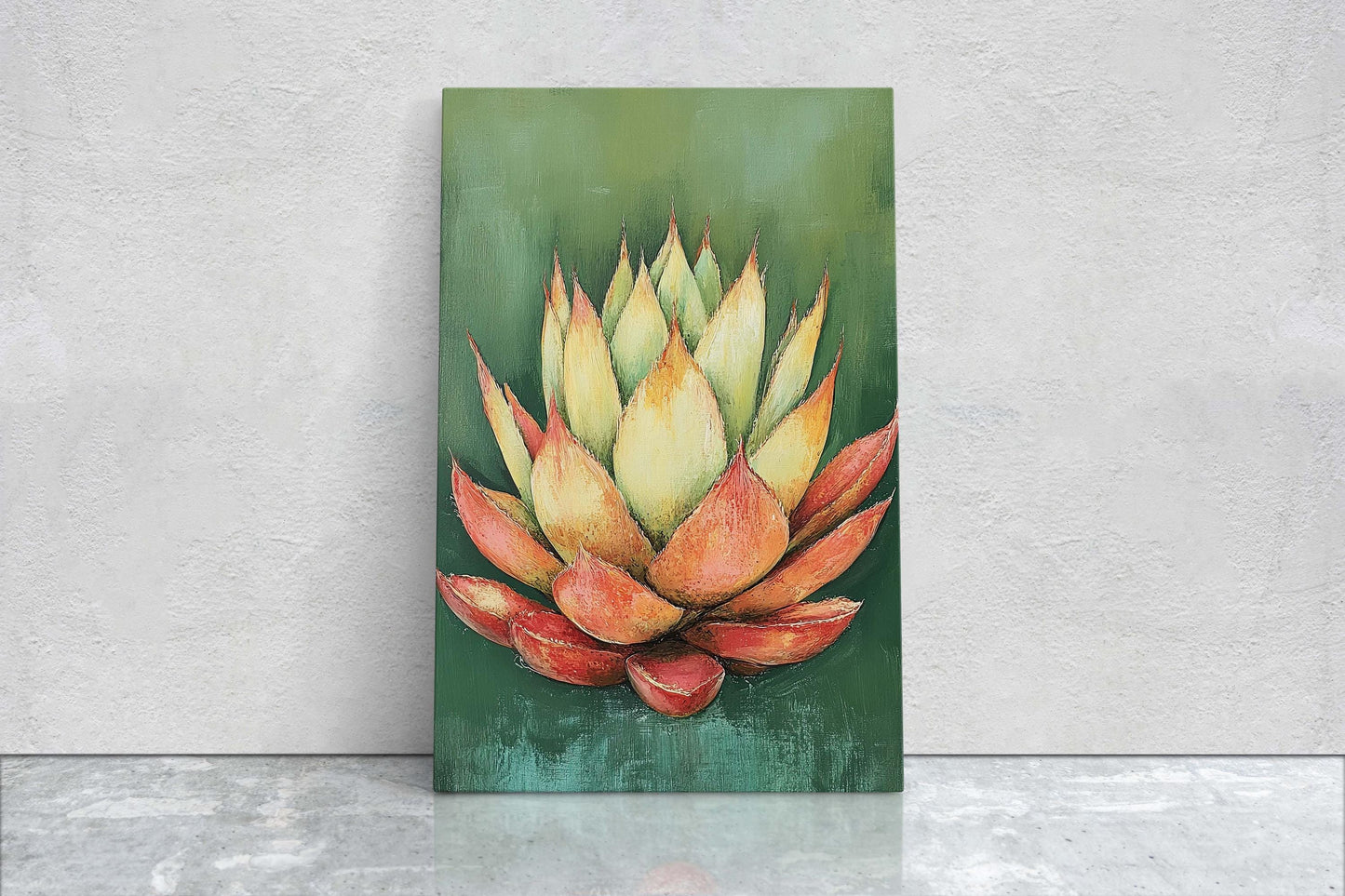 Red Green Agave, Abstract Agave, Minimalist Decor