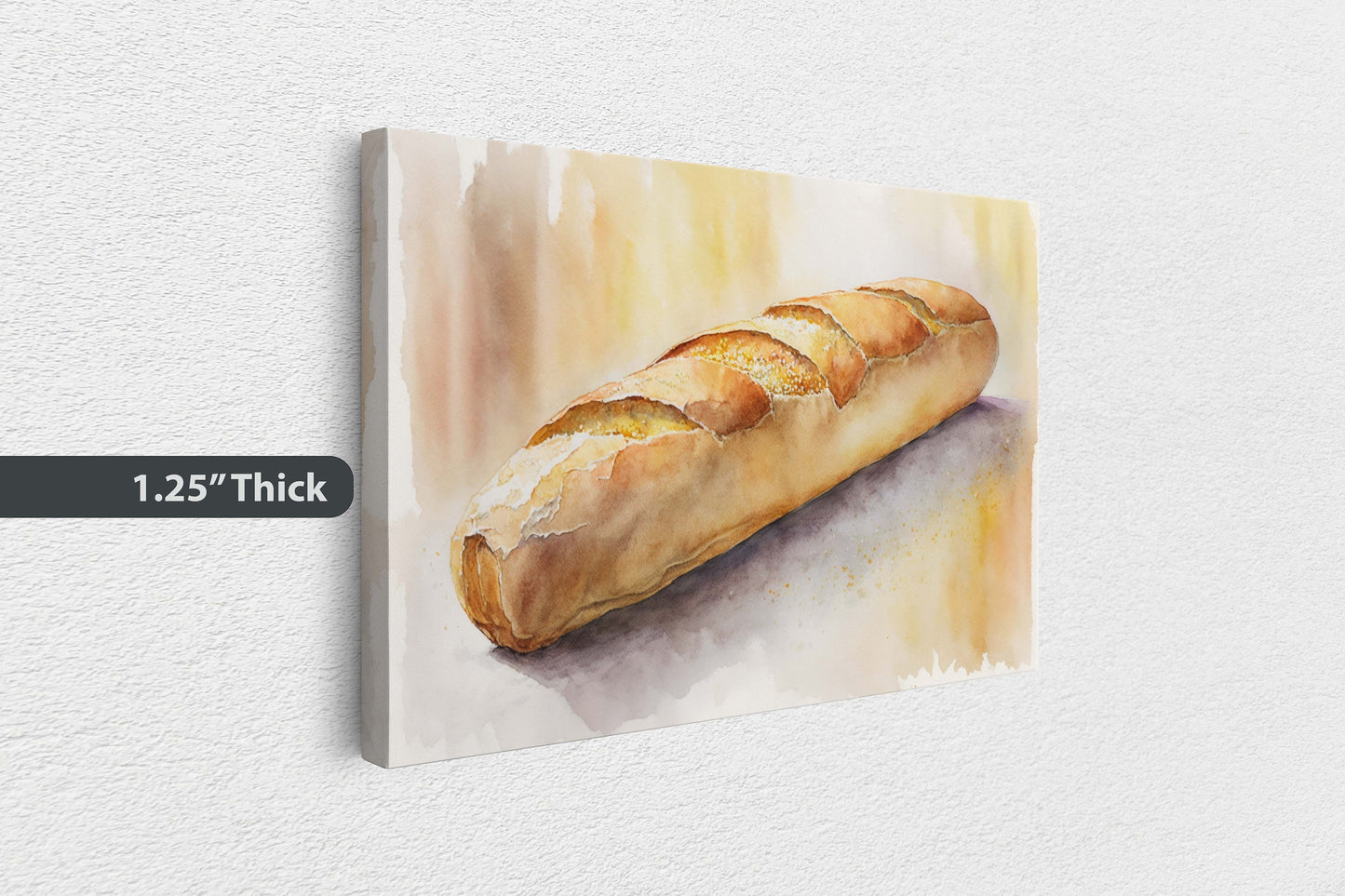 Baguette, French Bread, Fresh Baked Bread,Ready To Hang, Large Print, Watercolor Painting, Dining Room, Kitchen Art, Restaurant Art, Bakery