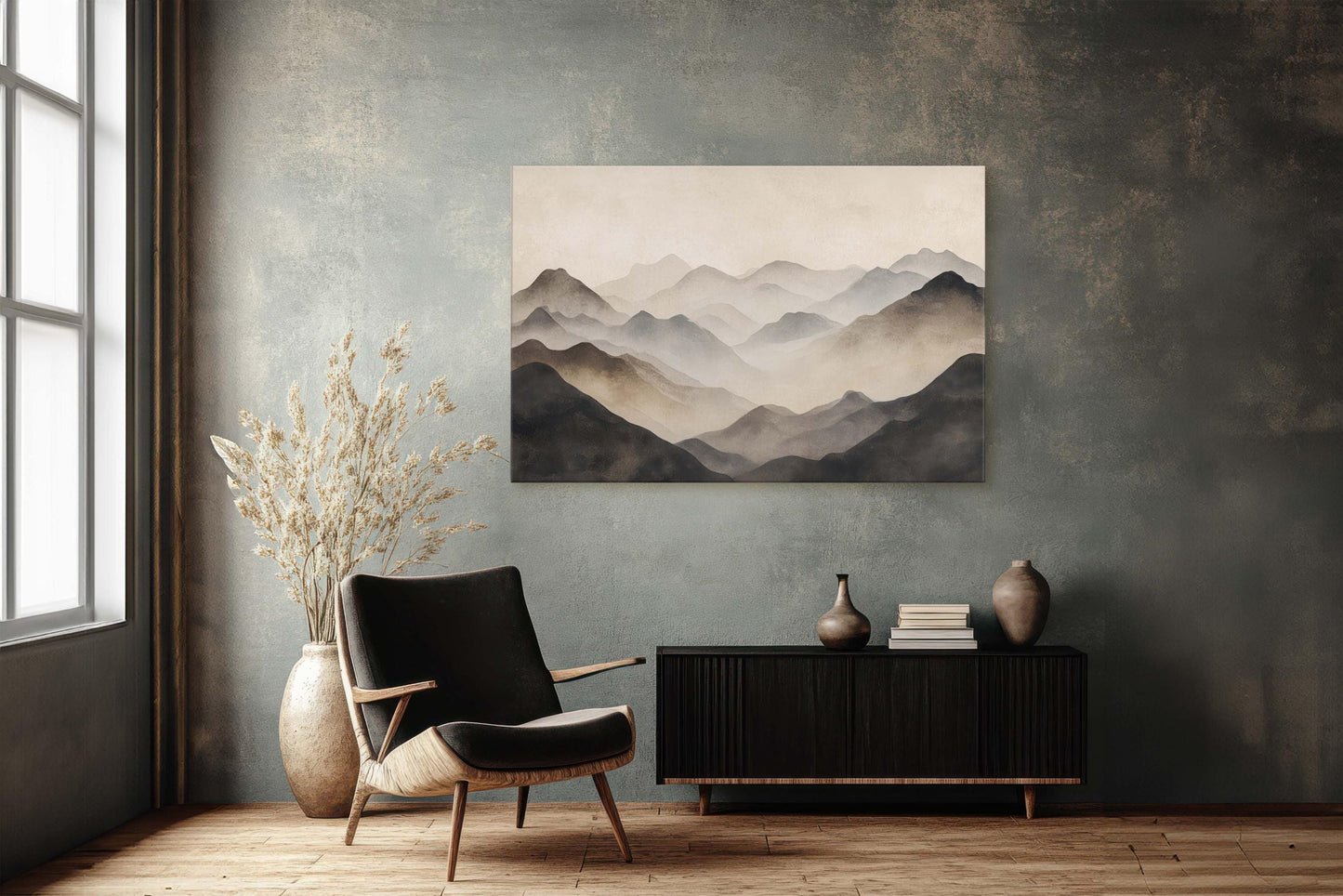 Foggy Mountain Art, Misty Mountains, Nature Painting