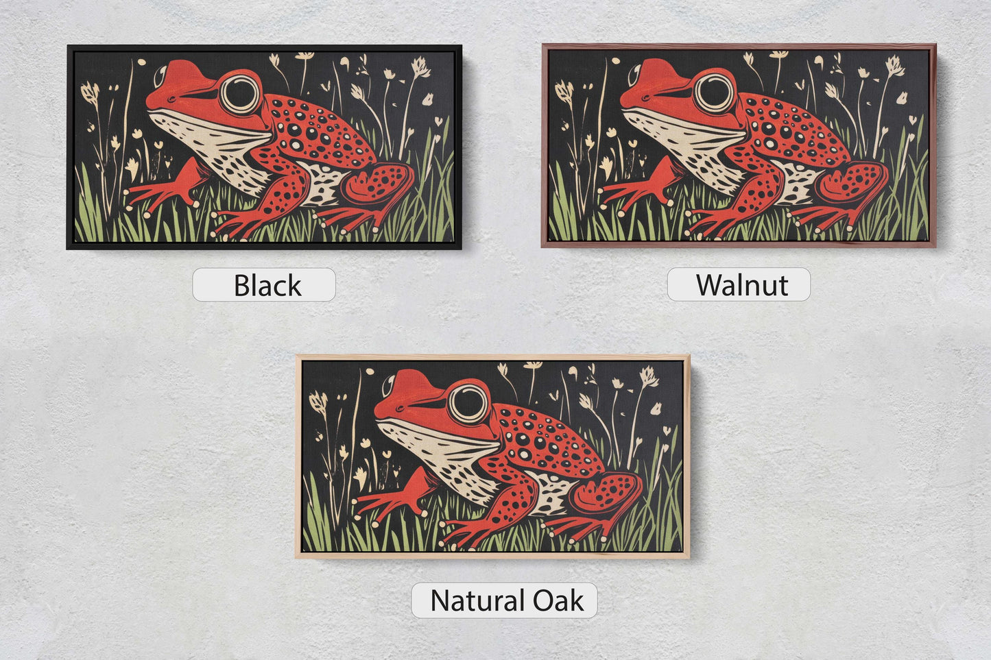 Red Frog Painting, Scandinavian Art, Contemporary Decor, Modern Design