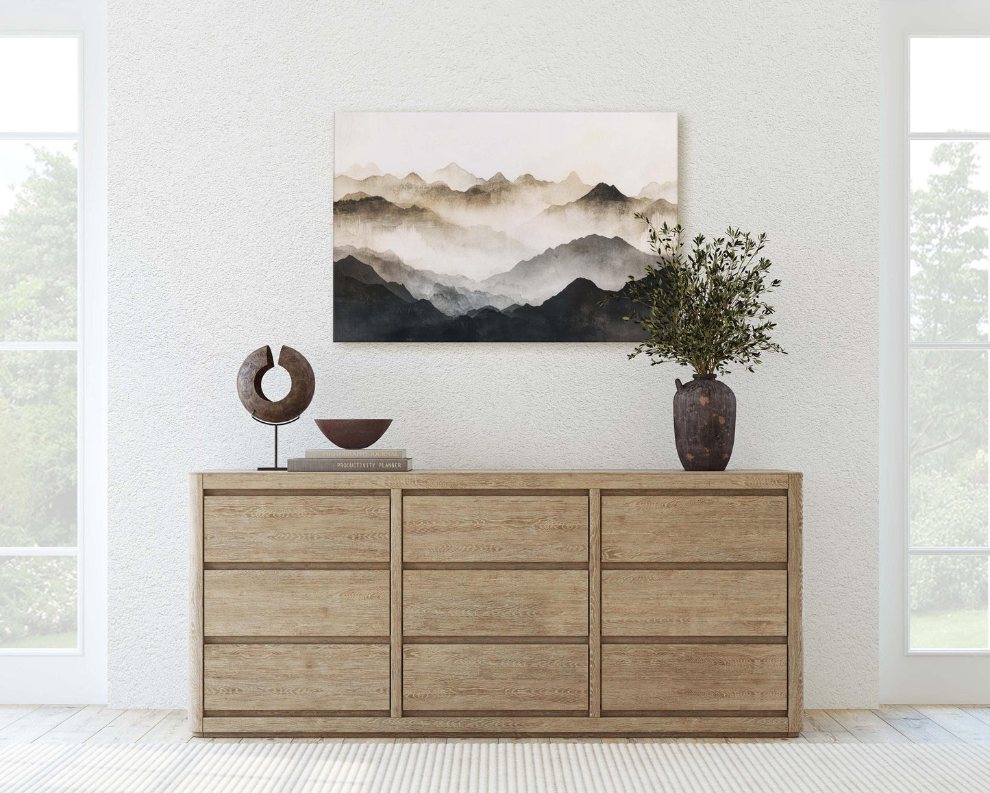 Foggy Mountain Art, Misty Mountains, Nature Painting