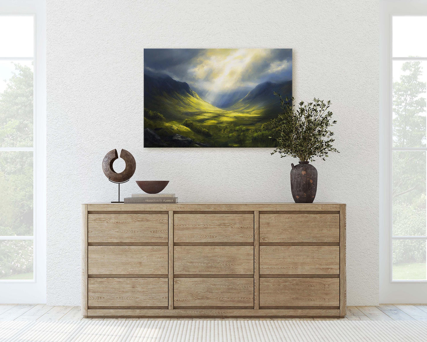 Celtic Highlands, Scottish Highland, Mountain Valley, Valley Painting, Light After Storm