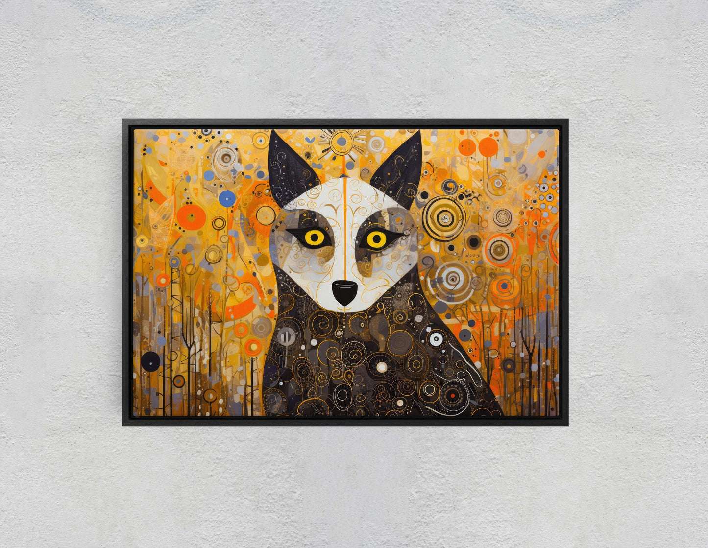 Abstract Animal Art, Wolf Painting, Symbolism Dog, Modern Art, Contemporary Decor, Surrealism, Modernism, Framed Canvas, Large Art Print