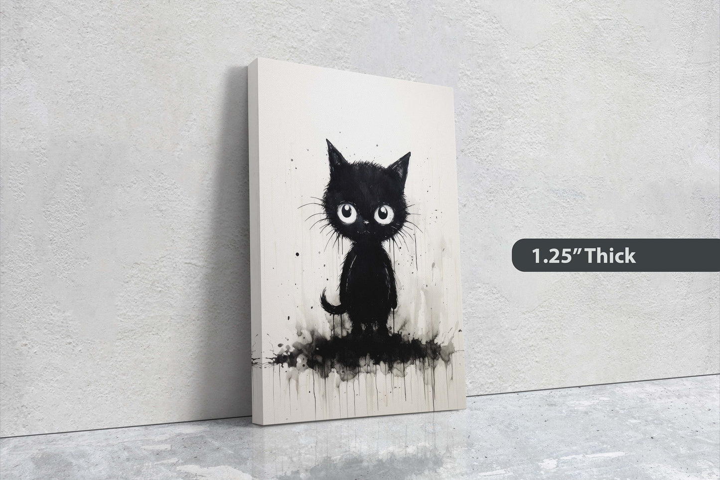 Black Cat Art, Black and White Cat, Cat Ink, Kitten Print, Graffiti, Street Art, Modern, Contemporary, Cute Kitten