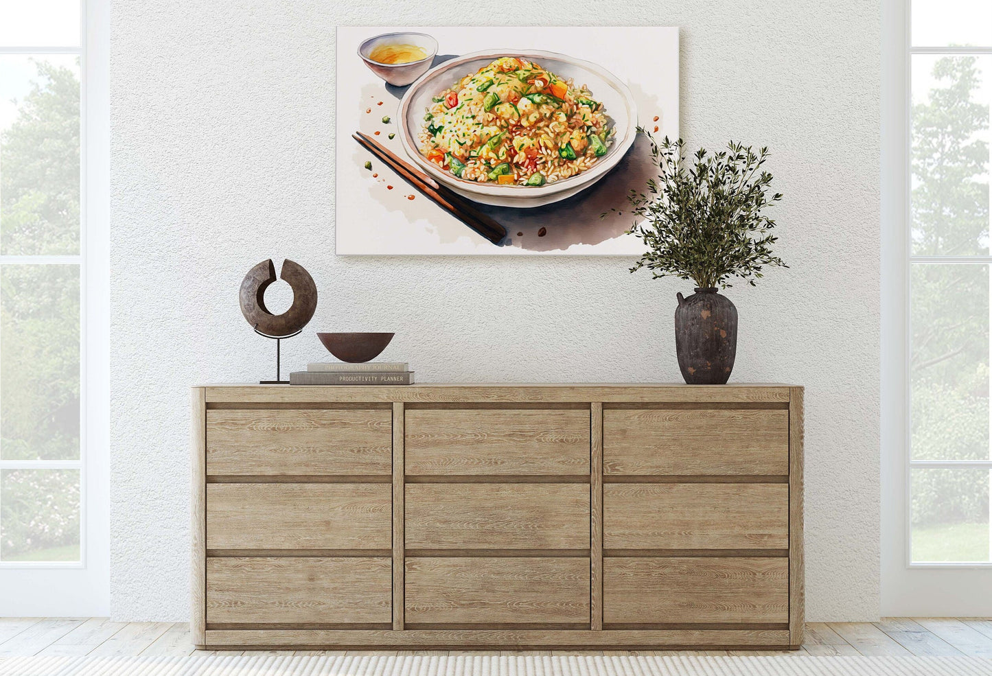 Fried Rice Watercolor, Chinese Food, Restaurant Art, Asian Cuisine, Dining Room, Kitchen Decor, Food Art, Stir Fry