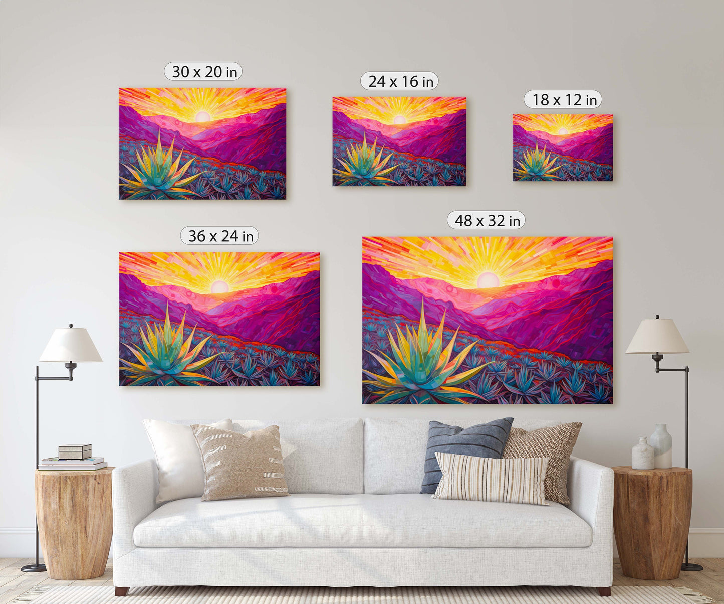 Desert Painting, Southwestern, Agave Art, Framed Canvas, Large Print, Landscape Painting