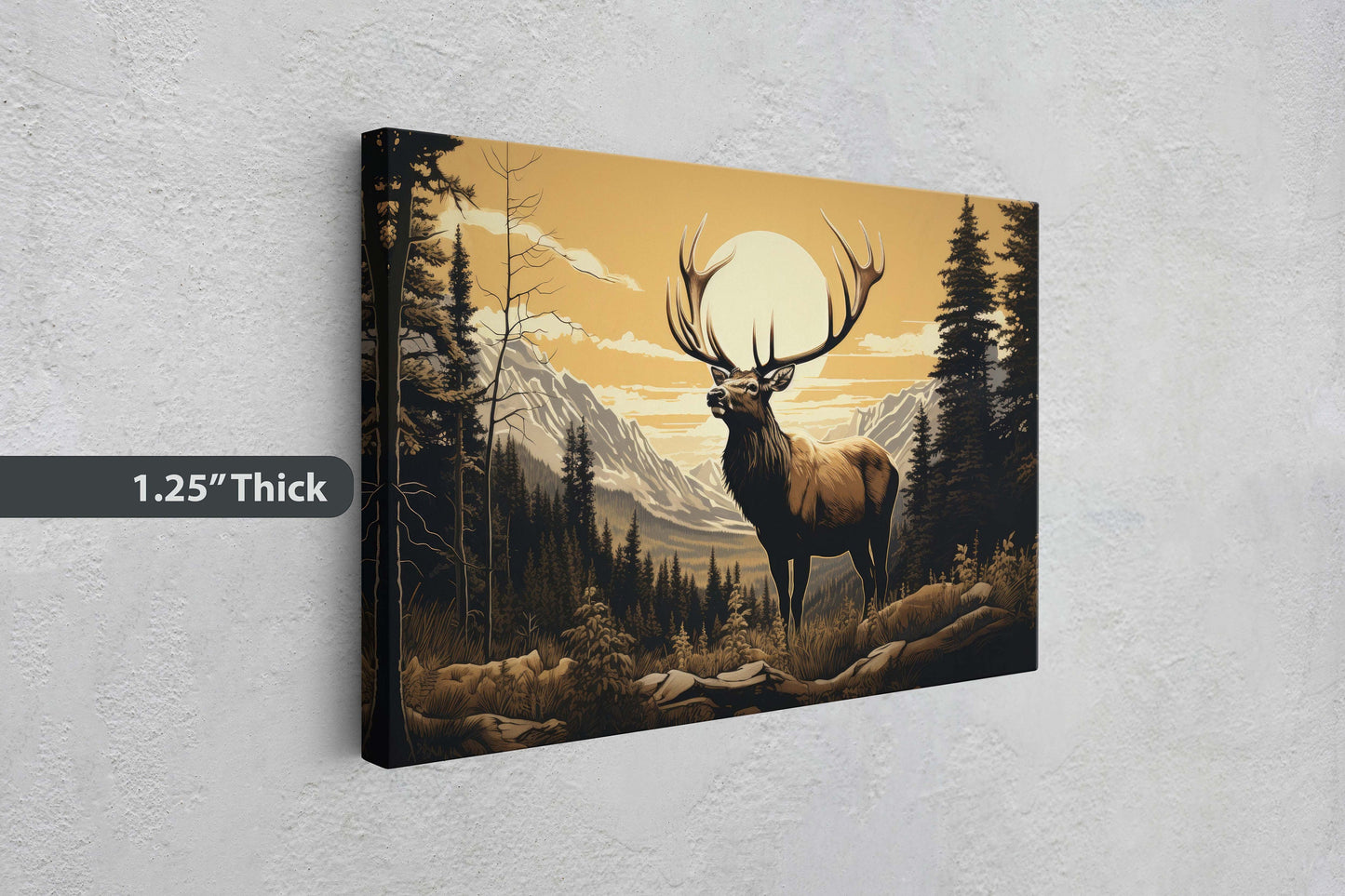 Rocky Mountain Elk, Elk Painting, Cabin Decor, Mountain Home Decor, Neutral Art, Nature Decor, Framed Canvas