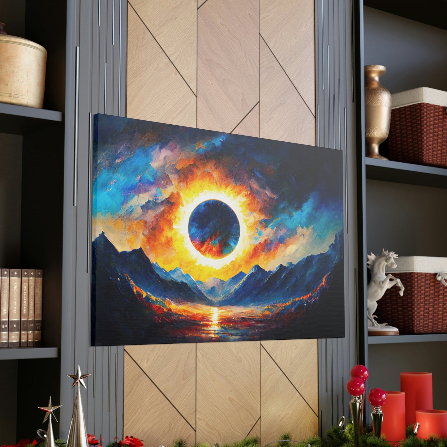 Solar Eclipse Canvas Art Ready To Hang | Sci Fi | Man Cave