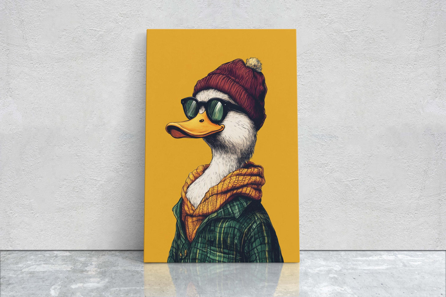 Hipster Duck, Pop Art, Modern Decor, Street Art, Framed Print, Animal Art, Unique Art, Animal Sunglasses, Kids Room, Boys Room