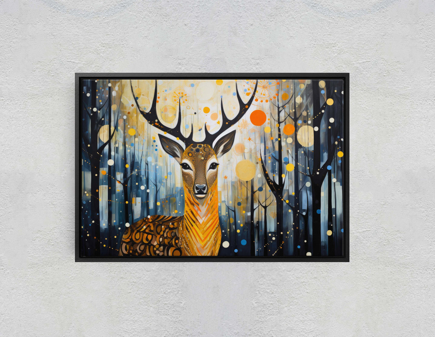 Abstract Animal Art, Deer Painting, Symbolism Elk, Modern Art, Contemporary Decor, Surrealism, Modernism, Framed Canvas, Large Art Print