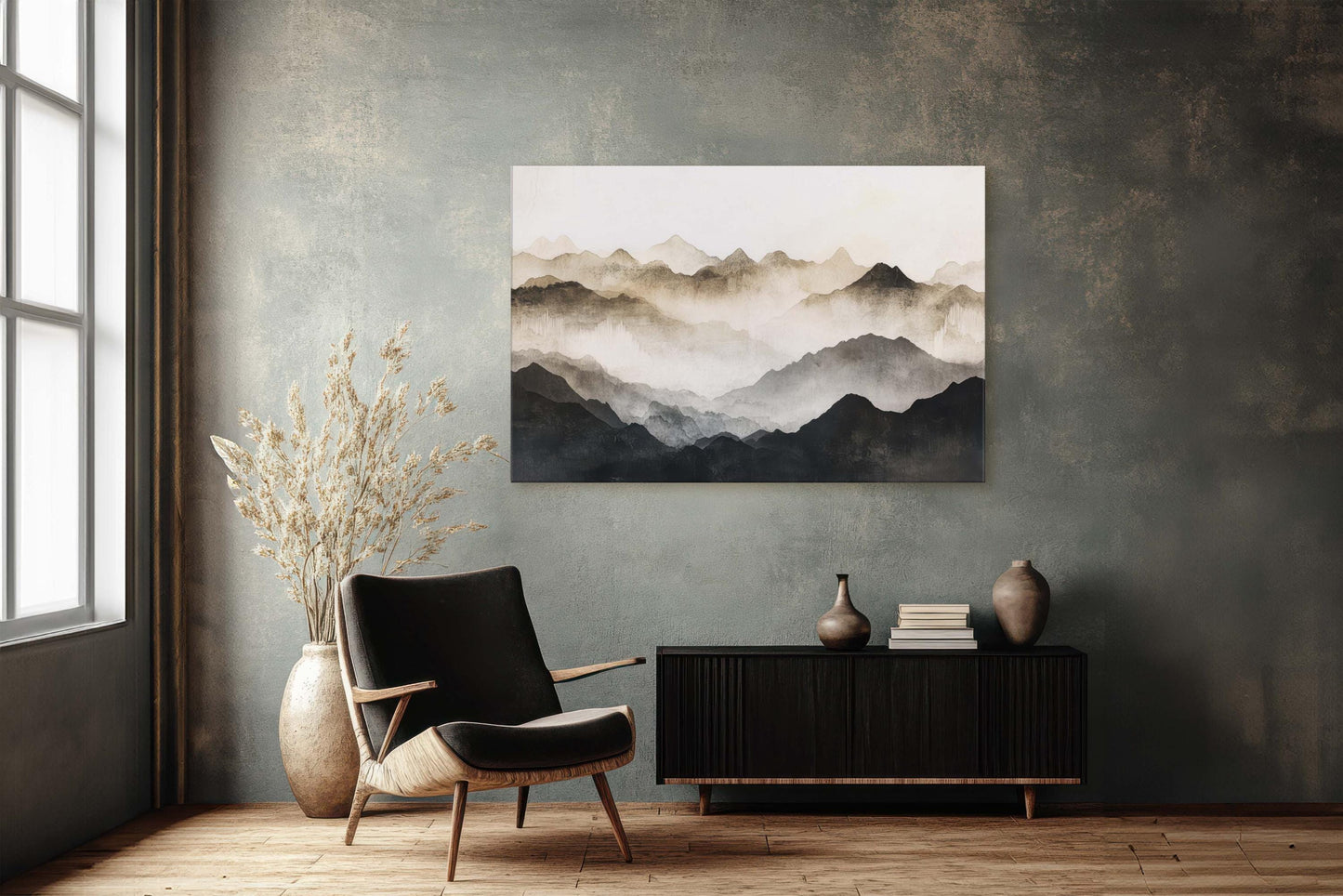 Foggy Mountain Art, Misty Mountains, Nature Painting