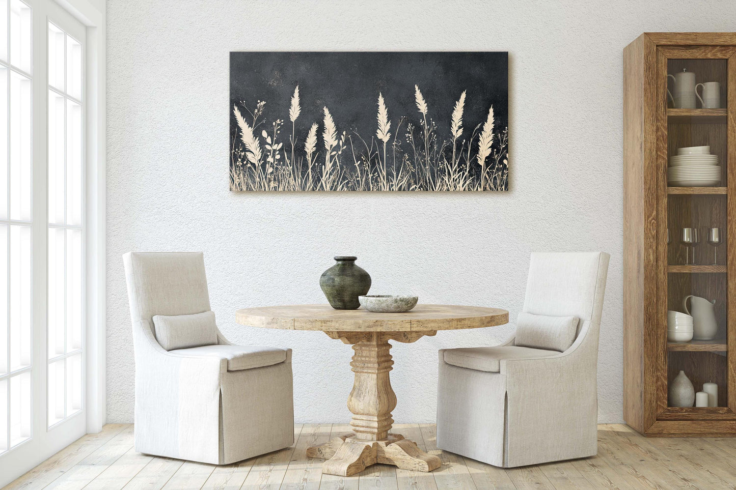 Grass Field Painting, Light and Dark, Tall Grass Print, Black and White