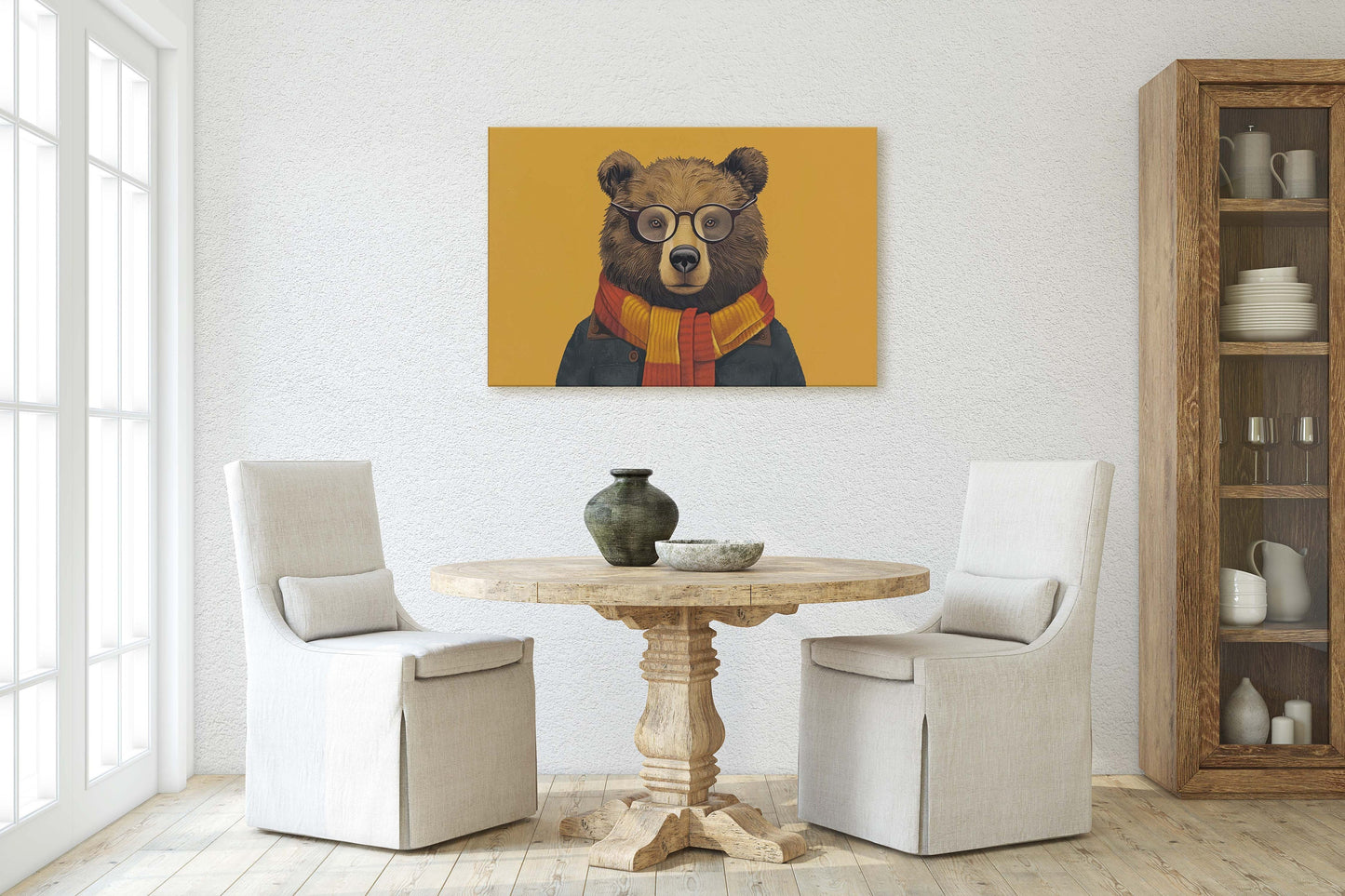 Hipster Bear, Pop Art, Street Art, Graffiti Painting, Animal Sunglasses, Orange Blue, Fun Quirky, Large Art Print, Kids Room, Boys Room