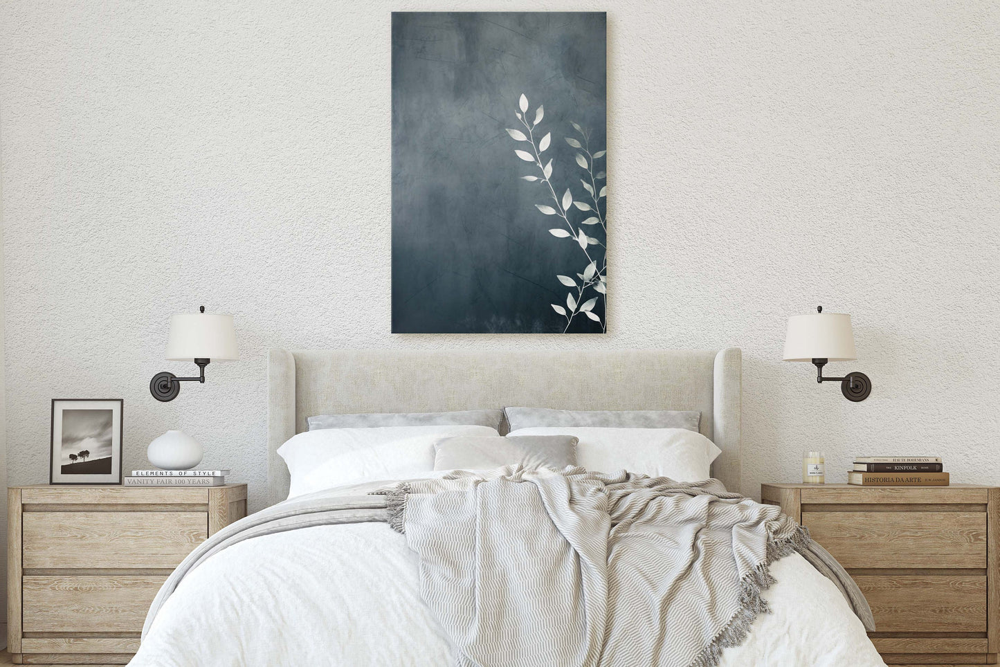 Black and White Floral, Botanical Art, Wildflower Decor, Farmhouse Print, Modern Art, Large Print, Framed Canvas