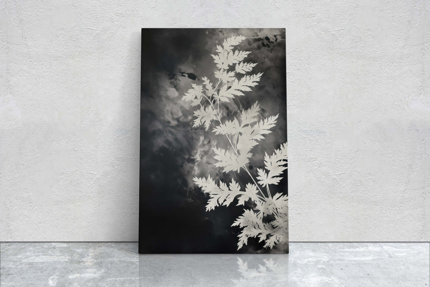 Black and White Floral, Botanical Art, Wildflower Decor, Farmhouse Print, Modern Art, Large Print, Framed Canvas