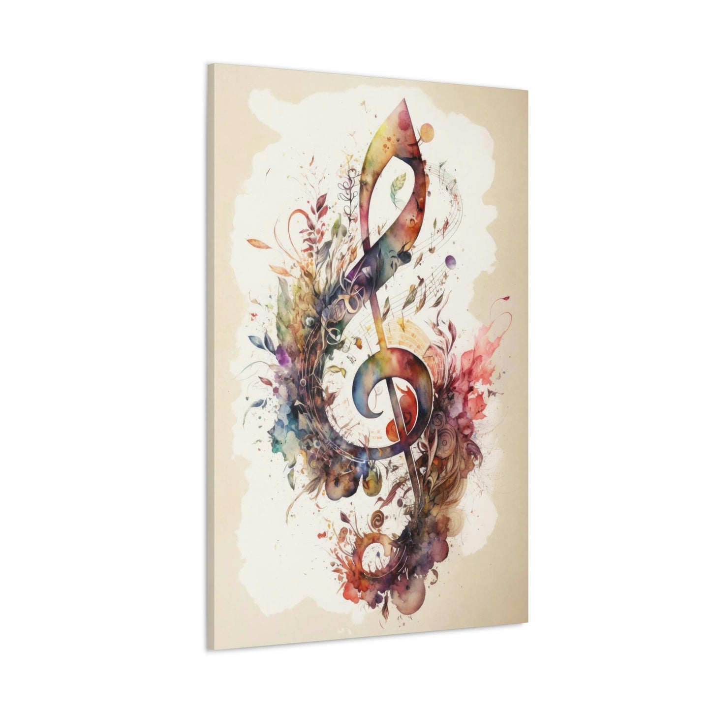Musical Note Watercolor Canvas Ready To Hang Large Print, Musician Art