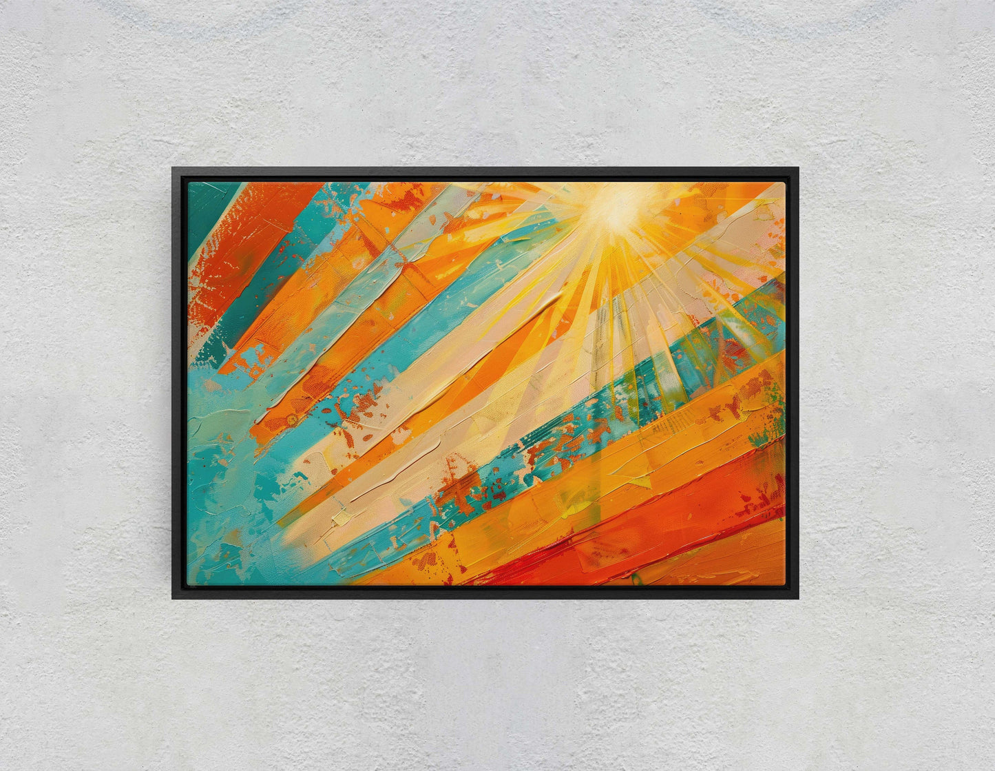 Sunburst, Starburst, Abstract Color, Color Theory, Modern Art, Contemporary, Framed Canvas, Statement Piece, Large Art Print, Rainbow Vivid