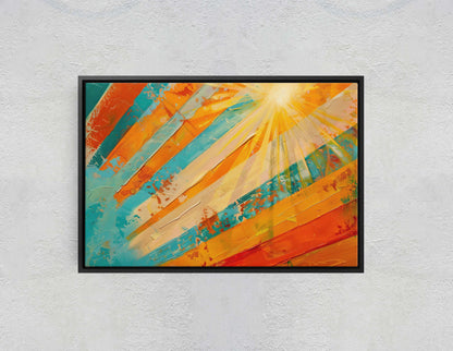 Sunburst, Starburst, Abstract Color, Color Theory, Modern Art, Contemporary, Framed Canvas, Statement Piece, Large Art Print, Rainbow Vivid