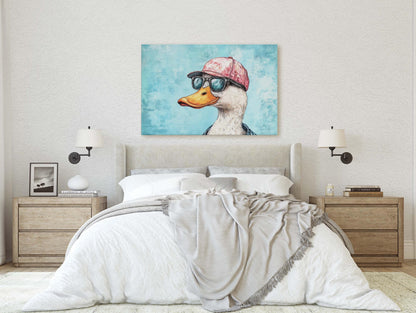 Hipster Duck, Pop Art, Modern Decor, Street Art, Animal Art, Unique Art, Kids Room, Boys Room, Girls Room
