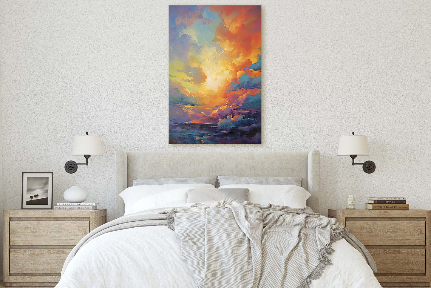 Colorful Sky, Vibrant clouds, Bold color, Abstract Nature, Framed Canvas, Vertical Print, Sunrise Landscape, Sunset Clouds, Cloudy View