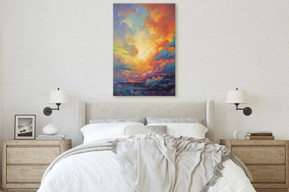 Colorful Sky, Vibrant clouds, Bold color, Abstract Nature, Framed Canvas, Vertical Print, Sunrise Landscape, Sunset Clouds, Cloudy View