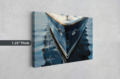 Navy Ship Art, Wooden Boat, Nautical Print, Ocean Painting, Sailing Art, Coastal Decor, Beach Art, Wooden Ship, Blue Indigo
