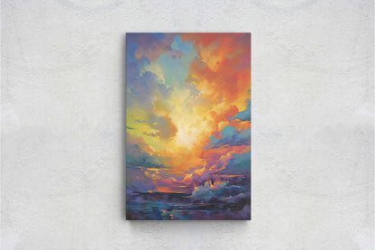 Colorful Sky, Vibrant clouds, Bold color, Abstract Nature, Framed Canvas, Vertical Print, Sunrise Landscape, Sunset Clouds, Cloudy View