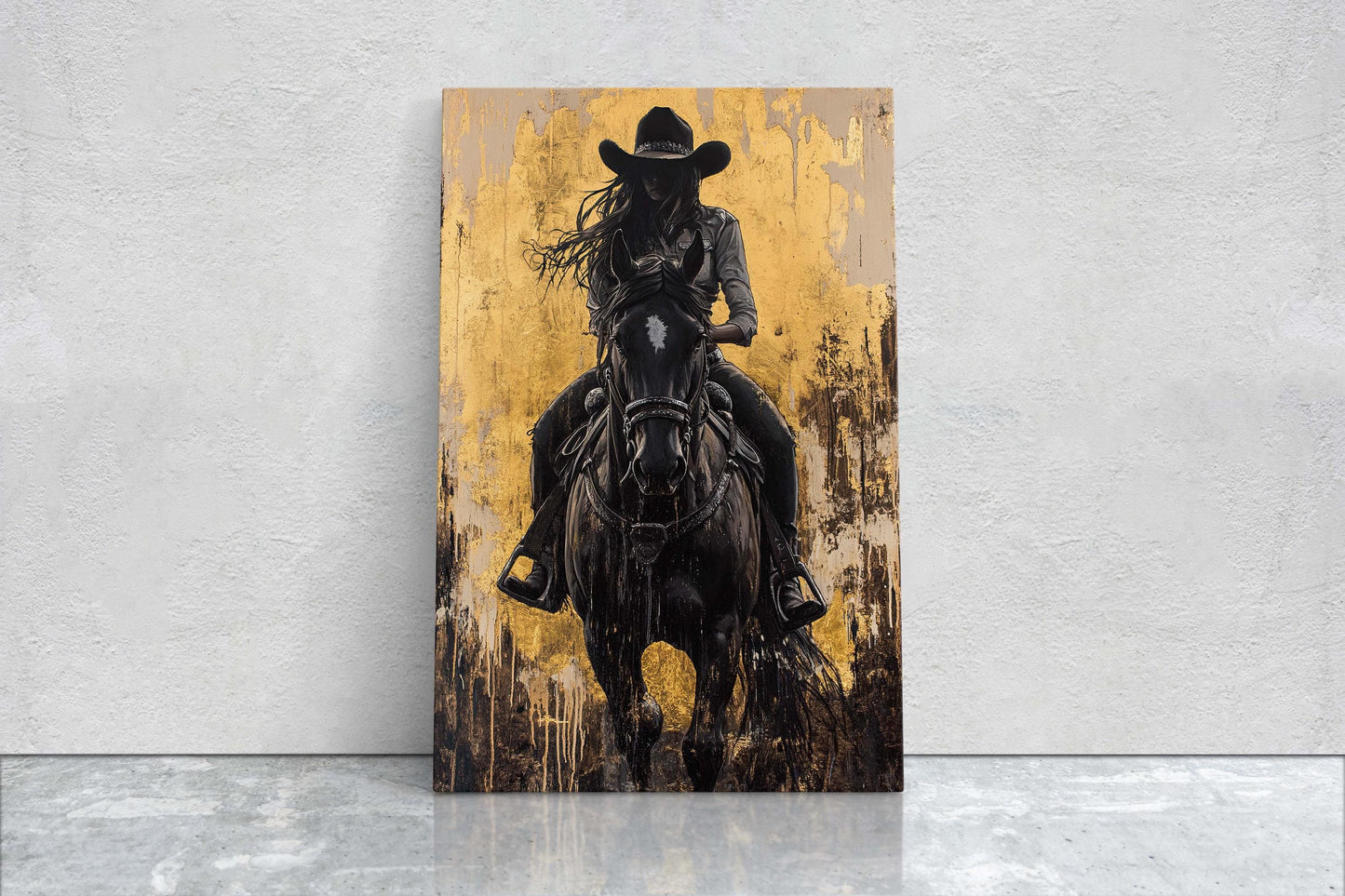 Cowgirl Painting, Woman Riding Horse, Western Art, Rodeo Decor