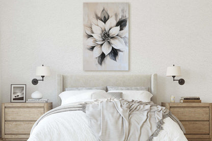 Black And White Flower, Flower Painting, Neutral Tones, Black White