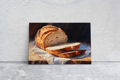 Bread Painting, Still Life, Loaf of Bread, Kitchen Decor, Dining Room Decor, Bakery Art, Baker Decor, Canvas Art Print, Ready to Hang