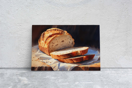 Bread Painting, Still Life, Loaf of Bread, Kitchen Decor, Dining Room Decor, Bakery Art, Baker Decor, Canvas Art Print, Ready to Hang